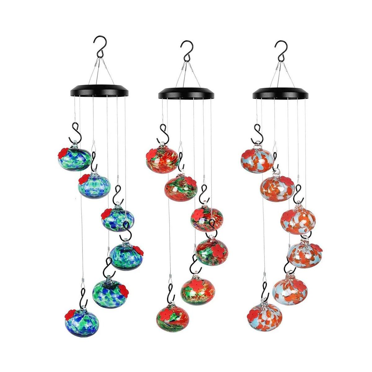Hanging Hummingbird Feeder Outdoor Garden Nectar Dispenser Attracting Birds - Red Blue