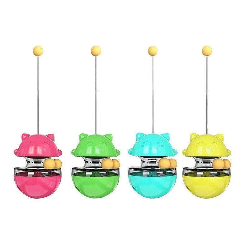 Cat Treat Dispenser Toy Ball Kitten Selfplay Interactive Tumbler Multifunction - Yellow